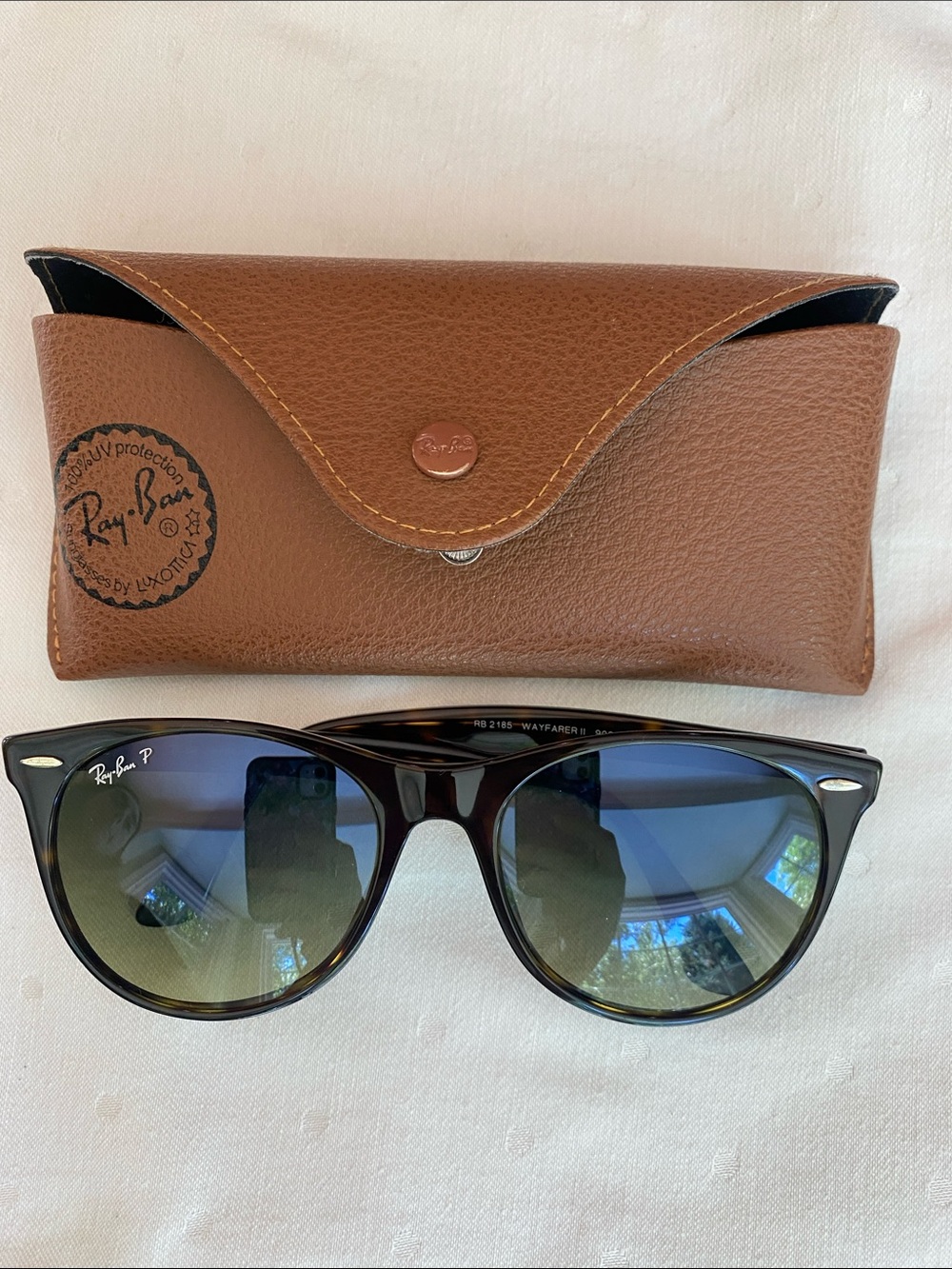 Ray-Ban Wayfarer II Polarized Sunglasses | Green Lenses 55 RB2185